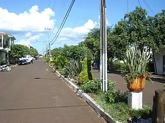 De hoofdstraat Av. Santa Teresa in Campina das Missões