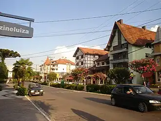 De hoofdstraat Av. 15 de Novembro in Nova Petrópolis