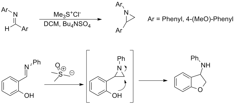 Voorbeeldreacties voor de synthese van aziridines