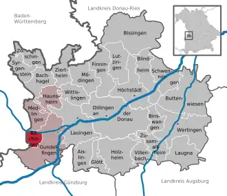 Kaart van Bächingen an der Brenz