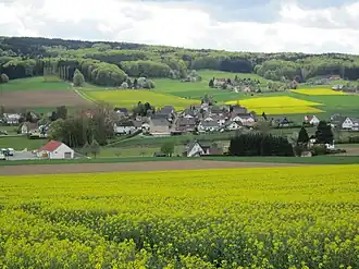 Gezicht op Börninghausen in het Egge-dal