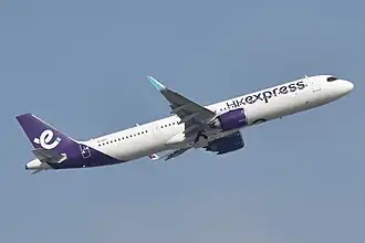 Een Airbus A321neo van HK Express