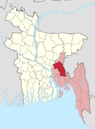 Kaart van Comilla
