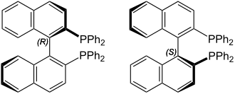 Structuurformule van R- en S-BINAP