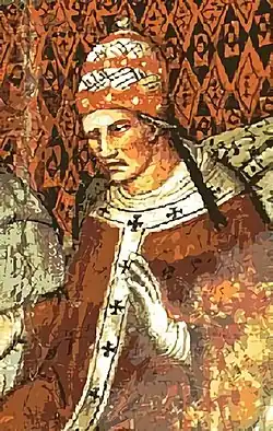 Alexander III afgebeeld in een fresco van Spinello Aretino (ca. 1410, Palazzo Pubblico van Siena)