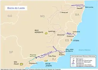 Het oostelijk bekken met de rivier de Paraíba do Sul