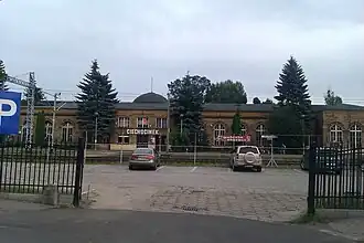 Achterkant van het station