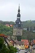 De Oberkirche met de Scheve Toren van Bad Frankenhausen