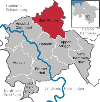 Kaart van Bad Münder am Deister