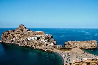 Peñón de Vélez de la Gomera, gezien vanuit de Marokkaanse kust