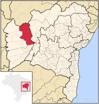 Ligging van de Braziliaanse microregio Cotegipe in Bahia