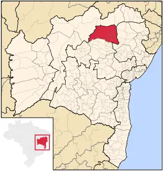 Ligging van de Braziliaanse microregio Senhor do Bonfim in Bahia