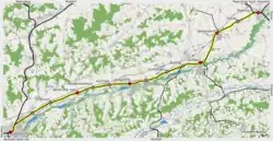 Kaart spoorlijn Plattling - Landshut