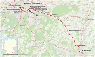 Spoorlijn München - Rosenheim op de kaart