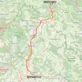 Trajectkaart spoorlijn Schweinfurt-Meiningen