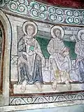 Romaanse fresco's van de apostelen in de apsis
