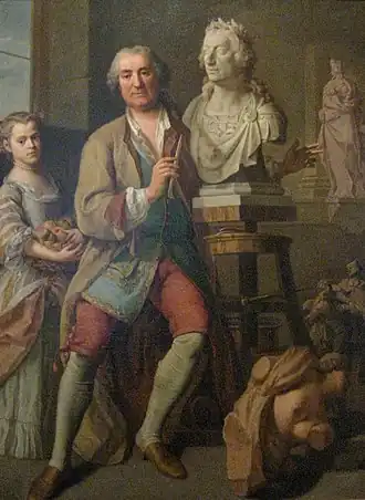 Johann Baptist Straub in zijn atelier (1763)