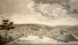 Blik op Baltimore (reconstructie uit 1817 van een ets uit 1752)
