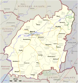 Kaart van Balvu novads
