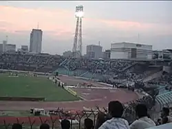 Toeschouwers in het stadion.