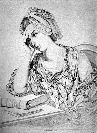 Barbara Schulthess, gravure door Robert Leemann naar een schilderij van Johann Heinrich Wilhelm Tischbein uit 1781.