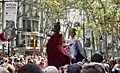 Gegants de Poblenou worden rondgedragen tijdens de stadsfeesten van La Mercè