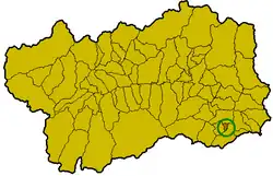 Locatie van Bard in Aostadal