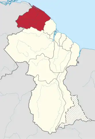 Kaart van Barima-Waini