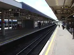 Het oostelijke deel van spoor 2 tussen de perrons.