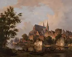 Geromantiseerd gezicht op het Bergkwartier door Bartholomeus Johannes van Hove