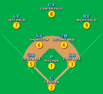 honkbalveld met posities