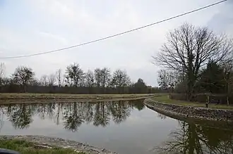 Het kanaal bij de splitsing naar Montluçon (rechts) en Marseilles-lès-Aubigny (links)