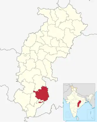 Ligging in de staat Chhattisgarh