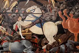 De slag om San Romano, tweede paneel (detail), ca.&nbsp;1438, Uffizi, Florence