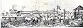 Het Kasteel van Batavia, 1780, Dirk Langendijk naar een tekening van Hendrik Kobell, pen in bruin en penseel in grijs, 17,9&nbsp;cm hoogte bij 28,8&nbsp;cm breedte, collectie Rijksmuseum Amsterdam