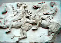 Paarden op de friezen van het Parthenon