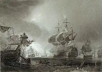 Slag bij Beachy Head Gravure door Théodore Gudin