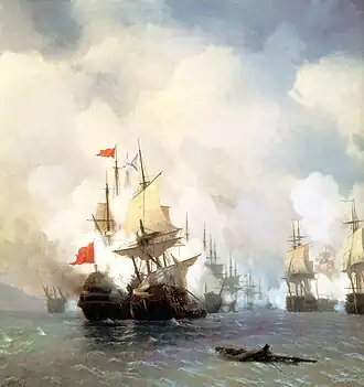 Slag van Chios op 24 juni 1770 (Ivan Aivazovski, 1848)