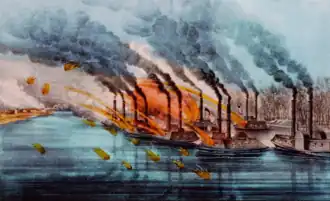 Bombardement en inname van Fort Henry, door Currier en Ives.