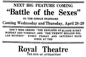 Advertentie voor The Battle of the Sexes