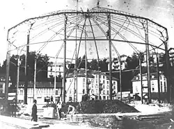 Het panoramagebouw in aanbouw in Luzern in 1889
