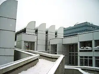 De ingang van het Bauhaus Archiv in Berlijn