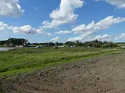 Bouwplaats van de nieuwe brug in augustus 2023