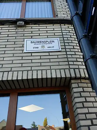 Het bord van het Bauwensplein te Aalst