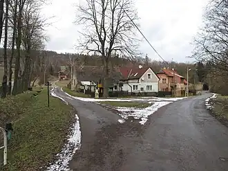 Splitsing aan het begin van het dorp