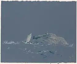 Bear Island Light, pastel op blauw velijnpapier (26 x 31,6 cm)