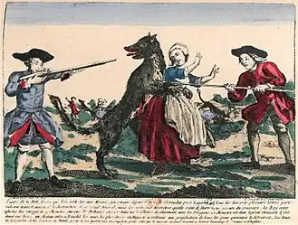 Aanval van het Beest (ca. 1764), gravure, BnF
