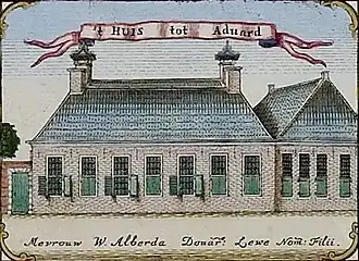 Het Huis te Aduard op de kaart van Theodorus Beckeringh (1781)