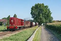 Loc 2459 bij de VSM met goederentrein van Apeldoorn VAM naar Beekbergen; 3 september 2017.