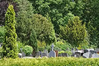 Zicht op de begraafplaats